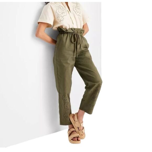 NEW Future Collective Jenny K Lopez High-Waisted Eyelet Pants 00 - Picture 3 of 11